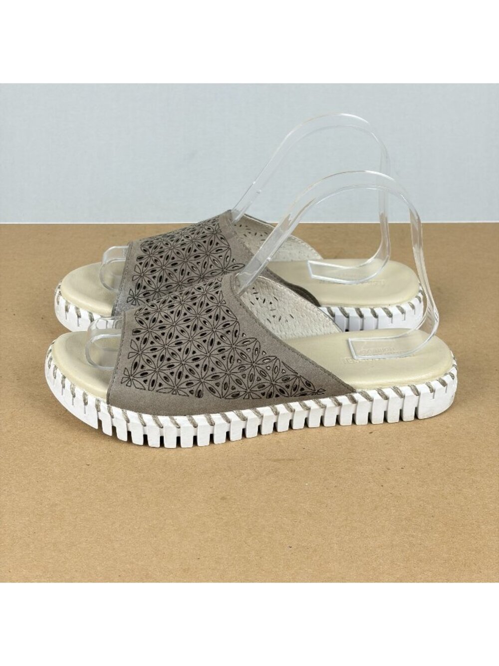 Ilse Jacobsen Tulip Leather Slide Sandals Womens 8 EU 38 Taupe Gray Casual